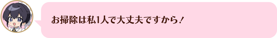 お掃除は私1人で大丈夫ですから！