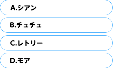 (A)シアン　(B)チュチュ　(C)レトリー　(D)モア