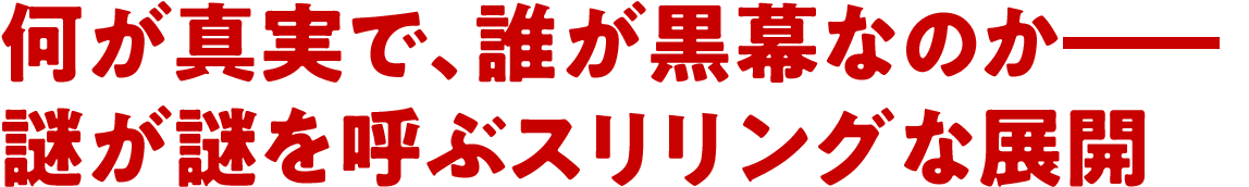 何が真実で、誰が黒幕なのか――謎が謎を呼ぶスリリングな展開
