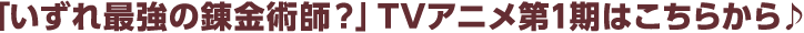 「いずれ最強の錬金術師？」TVアニメ第1期はこちらから♪
