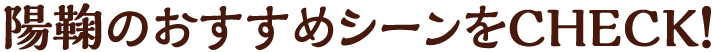 陽鞠のおすすめシーンをCHECK!