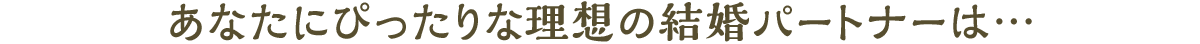 あなたにぴったりな理想の結婚パートナーは…