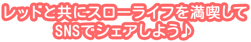 レッドと共にスローライフを満喫してSNSでシェアしよう♪